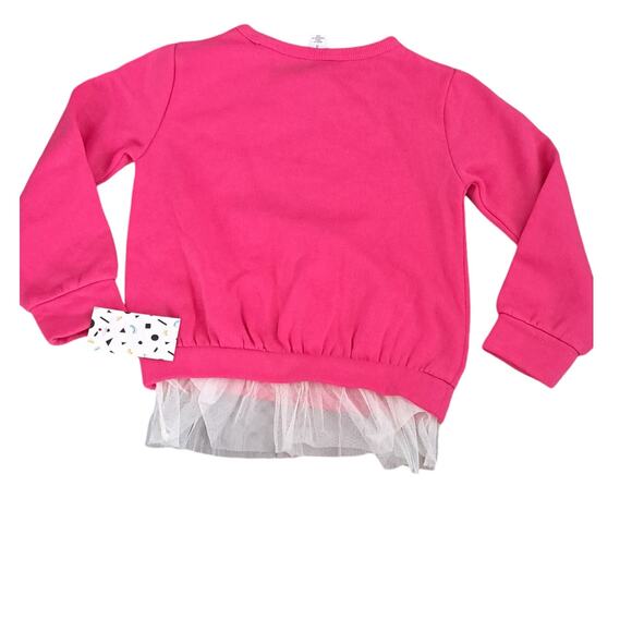 NWT Harper Canyon Girls Pink Fleece Tulle Glitter Heart Sweatshirt 4 - Picture 5 of 5